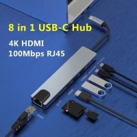 jianzhifen HDMI USB C Hub USB หลากหลาย3.0 Splitter Type C อะแดปเตอร์8 In 1สถานีท่าเรือสำหรับแมคบุ๊กโปรแอร์โทรศัพท์ชาร์จ PD อุปกรณ์แล็ปท็อป