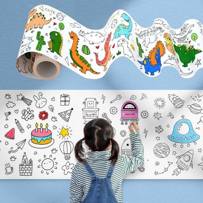 Childrens Drawing Roll Sticky Color Filling Paper Graffiti Scroll Coloring Paper Roll for Kids DIY Painting Educational Toys