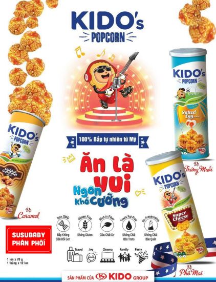 Combo 3 hộp bắp rang kido s popcorn 70gram mix vị caramel phô mai trứng - ảnh sản phẩm 1