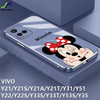 JieFie เคสโทรศัพท์มินนี่น่ารักสำหรับ VIVO Y21 / Y21S / Y22 / Y22S / Y33S / Y21A / Y21T / Y35 / Y33T / Y53S / Y51/Y31ที่ครอบโทรศัพท์ TPU แบบน่มลายการ์ตูนชุบโครเมียม