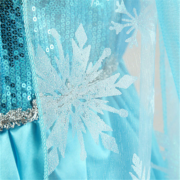 ชุดคอสเพลย์เด็กผู้หญิงชุดเดรสเอลซ่าชุดราชินีหิมะชุดเจ้าหญิงชุดวันเกิดสำหรับเด็กหญิงพร้อมมงกุฎ-mace-ถุงมืออุปกรณ์เสริมชุดเดรส3-10ปีสำหรับเด็กผู้หญิงลดราคา