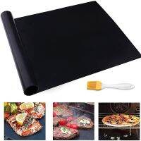 【YF】 Non-stick BBQ Grill Mat 60x40cm With Oil Brush Baking Cooking Grilling Sheet Heat Resistance Easily Cleaned Kitchen Tools