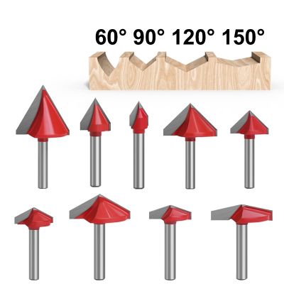 6mm V Bit-1PCS,CNC ดอกกัดคาร์ไบด์ที่เป็นของแข็ง,เหล็กทังสเตนเครื่องตัดไม้,3D ไม้ MDF บิตเราเตอร์,60 90 120 150 องศา