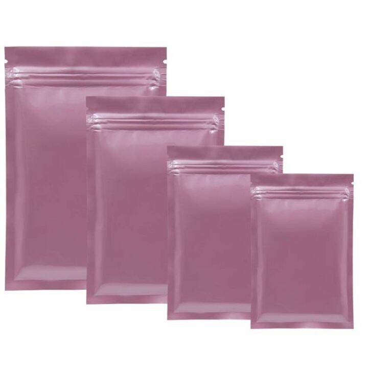 Wholesale 100pcs Glossy Pink Aluminum Foil Ziplock Packaging Bag