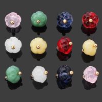 Imitation Jade Beads Button Retro Lotus Pumpkin Cheongsam Button for DIY Chinese Style Clothing Hanfu Shirt Sewing Accessories Haberdashery