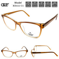 ?กรอบแว่นตา GEZE รุ่น RD666-C6 สีน้ำตาล โลหะ น้ำหนักเบา ใส่สบาย?ใส่ได้ทั้งหญิง-ชาย (บริการตัดเลนส์สายตาราคาถูก)