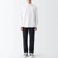 MUJI MUJI MUJI Mens Cotton Washed Oxford Button-Down Shirt Long Sleeve Casual All-match Shirt