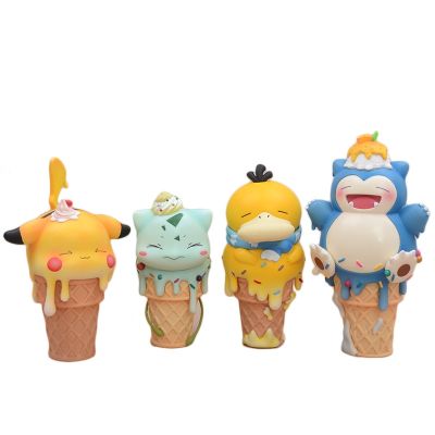 ใหม่ ฟิกเกอร์ รูป Pokemon Ice Cream Cone Pikachu Snorlax Bulbasaur Psyduck ของเล่นสําหรับเด็ก