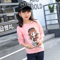 Spring 2019 Cotton Long Sleeve T Shirts for Kids Girls Toddler Baby Cartoon Rabbit Tops Teenage White Sweatshirts Children Tees