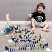 Domino Train Car Kids Electric Set Sound &amp; Light Automatic Laying Dominoes Brick Blocks Game Educational DIY Toy Birthday Gift