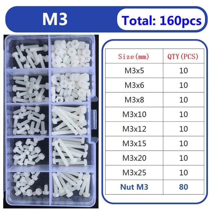 set-mesin-cuci-mur-sekrup-hex-nilon-putih-m2-m3-m4-m5-m6-baut-silang-kepala-bulat-plastik-terisolasi-sekrup-kepala-bor-datar-phillips