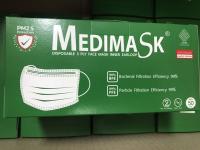 Medimask หน้ากากอนามัย 3 ชั้น เมดิแมส สีเขียว กันฝุ่น PM.2.5 ได้ เกรดการแพทย์ 1 กล่อง 50 แผ่น