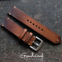 สายนาฬิกา handicarft หนังฟอกฝาดอิตาลีปั่นเม็ด รุ่น Gradient V3  ขนาดกว้าง 18mm 20mm 22mm watch strap สายนาฬิกา พร้อมบัคเคิล สินค้าจัดส่งเร็ว จากไทย