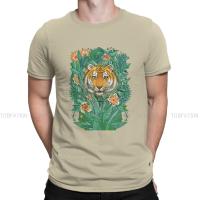 Tangle In Color Tiger Men T Shirt Cotton Grunge O-Neck Tshirt Harajuku Clothes