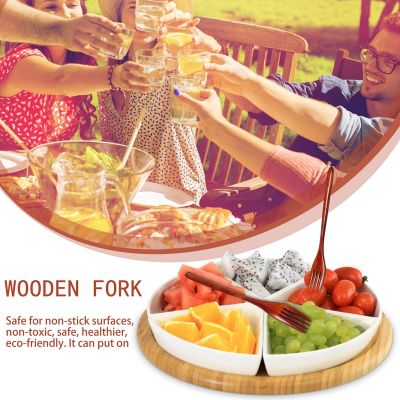 Wooden Forks, 5 Pieces Eco-friendly Japanese Wood Salad Dinner Fork Tableware Dinnerware for Kids Adult (5 Pieces No Rope Wooden Forks)