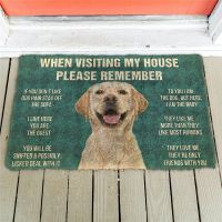 Please Remember Labrador Retriever Dogs House Rules Doormat Decor Print Carpet Soft Flannel Non-Slip Doormat for Bedroom Porch