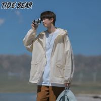 TIDE BEAR สื้อแจ็คเก็ตแขนยาวผู้ชายเสื้อแจ็คเก็ตป้องกัน UV ของผู้ชาย,ชุดกันแดดกลางแจ้งเสื้อแจ็คเก็ตกันแดดมีฮู้ดสำหรับเบาและระบายอากาศได้