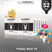 ถุงยางอนามัย 52 เพลย์บอย แบล็ค ไทด์ ถุงยาง Playboy Black Tie ผิวไม่เรียบ หนา 0.06 มม. ยางสีดำ มีขีดกระตุ้นสัมผัส (12 กล่อง)