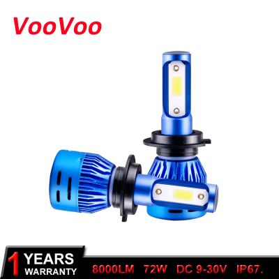 VooVoo H4 Car Headlight Led H7 Car Lamps H1 H11 9005 9006 COB Chips Led Lights For Auto 4300K 6500K DC9V To 30V 72W Canbus Bulb Bulbs  LEDs  HIDs