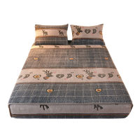 Fashion Embossed Flannel Fitted Bed Sheet Winter Warm Stretch Bed Mattress Protector Cover Cartoon Print Short Plush Bed Sheet