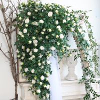 Artificial Flowers Rose Plants Vinehanging Silk Garland Green Plant Home Garden Wall Fence Wedding Birthday Decor 175Cm/69In