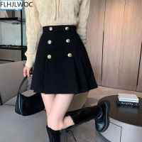 Chic Japan Girls Korea Style Cute Sweet Women Formal High Waist A Line Double-Breasted Pleated Mini Short Skirts