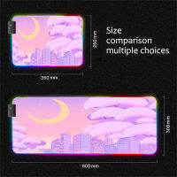 Pink Girl Likes Scenery City Sunrise Aesthetic Art Rgb Comfortable Gaming Mouse Pad Colorful LED Laptop PC Keyboard Pad Desk Mat