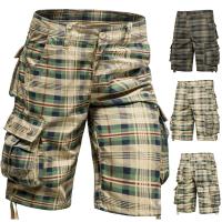 Mens Medium Pants Summer Cotton Comfortable Outdoor Sports Beach Pants Trend Plaid Shorts Loose Straight Large Size Cargo Pants