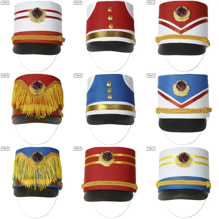 Marching Band Hat Drum Major Hat Novelties Men's Luxury Soldier Hat Children Stylish Drum Band