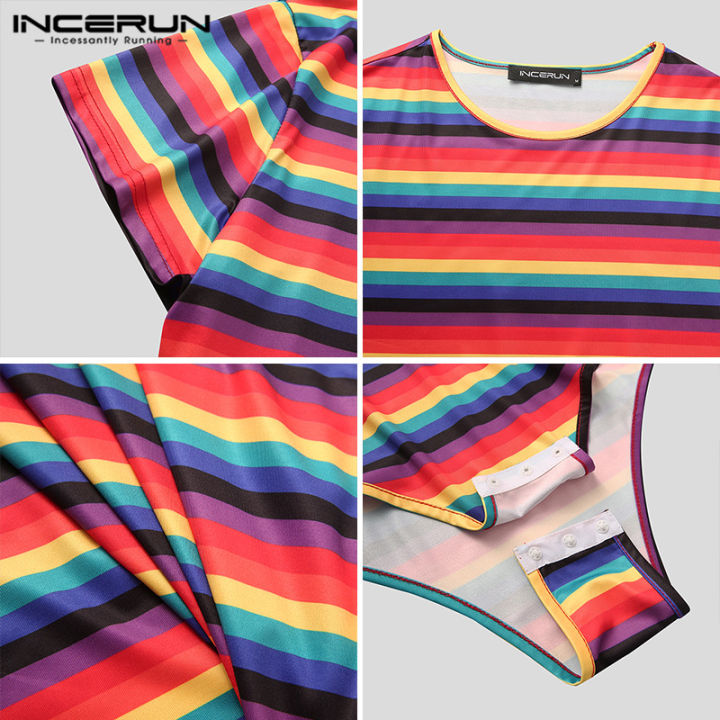 incerun-เสื้อแขนสั้นลายทางผู้ชาย-จั๊มสูทเสื้อกล้ามนักมวยปล้ำ-leotard-สั้นบอดี้สูท-ลดล้างสต๊อก-3