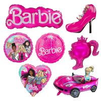 PERSPICACIOUS60US4เป่าลมขนาดใหญ่แบบ DIY ฟิล์มอะลูมิเนียมลูกโป่งฟอยล์ Barbie บอลลูนของเล่นเด็กสำหรับงานเลี้ยงวันเกิดของบอลลูนสีชมพู