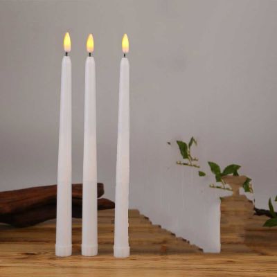 【CW】 3 Pieces Flickering Yellow/Warm Birthday CandlesLong Thin Plastic Battery Not Included