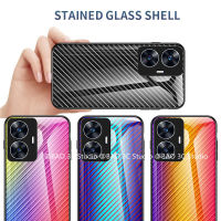 เคสโทรศัพท์ Realme C55 NFC Realme10T 10 Pro+ C33 C30s Plus 4G 5G เคส Case แฟชั่นใหม่ไล่ระดับสีไฟเบอร์กระจกเทมเปอร์ เคสโทรศัพท์ เย็นป้องกันการตก2023