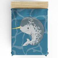 Sea Animals Blister Striped Narwhal Custom Bedding Fitted Sheet Mattress Cover With Elastic Home Double Bed Sheet