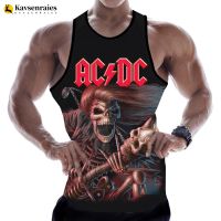 2023 Fashion Rock Letter 3D Printed T Shirt Men Tank Tops Summer Casual AC DC Sleeveless Shirts Hip Hop Oversized T-shirt Tops