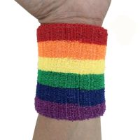 1PCS Gym Yoga Rainbow Cotton Sweat Wristbands Sport Wrist Brace Support Sweatband for Tennis Badminton Running