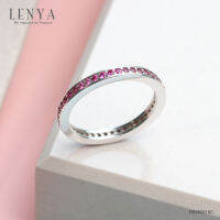 LENYA ETERNAL แหวนประดับด้วย SWAROVSKI ZIRCONIA ดีบนตัวเรือนเงินแท้ชุบทองคำขาวแท้ ไซน์แบบแถวเดี่ยวเต็มวง สวยคลาสสิค