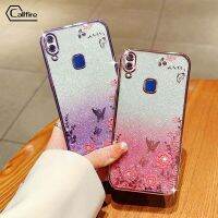 Callfire เคสโทรศัพท์ผงชิมเมอร์สำหรับ Vivo Y95 Y91 Y93 Y91i 1816 1817 1811แบบดอกไม้ผีเสื้อซิลิโคนหรูหราป้องกันการตกกระแทกเปลือกนิ่ม