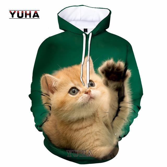 เสื้อมีฮู้ดลายแมว-เสื้อมีฮู้ดลายแมว3d-คู่แฟชั่นน่ารักชุดคิตตี้ขึ้น