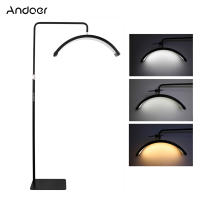 Andoer HD-M6X 36W ไฟวิดีโอ LED ชั้น Half-Moon รูปเติมแสง3000K-6000K หรี่แสงได้180ซม./70.9in ขาตั้งไฟโลหะที่วางโทรศัพท์รีโมทคอนโทรลสำหรับร้านเสริมสวยแต่งหน้าสตรีมมิ่งสดไฟข้างเตียง