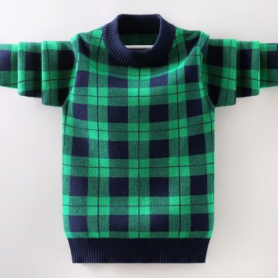 Kids Warm Sweater Classi Lattice Design Children Knitted 100% Cotton Pullover For Teen Boy 4-15 Yeras Autumn/Winter