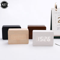 นาฬิกาปลุกแฟชั่น LED โต๊ะนาฬิกาไม้การควบคุมด้วยเสียง Digital Wood Despertador Usbaaa Powered Electronic Desktop Clocks