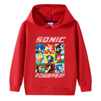 Sonic The Hedgehog เด็กการ์ตูนเสื้อแขนยาวฤดูใบไม้ผลิฤดูใบไม้ร่วง Hoodie เสื้อกันหนาวพร้อมกระเป๋าสำหรับเด็กชายหญิง100% ผ้าฝ้ายเกาหลีเสื้อผ้าเด็ก