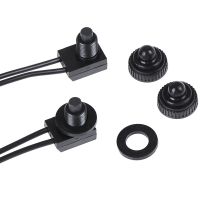 2PCS Hot Sale 12V Waterproof Push Button On-Off Switch With 4 quot; Lead Wire Black Wholesale