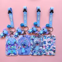 Disney Stitch Pria Wanita Kunci Rantai Penutup Kartu ID Lulus Ponsel Pesona Pemegang Lencana dengan Dolll Drop Pengiriman