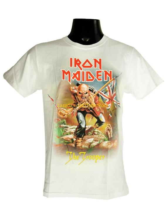 เสื้อวง-iron-maiden-ไอเอิร์นเมเดน-ไซส์ยุโรป-เสื้อยืดสีขาว-วงดนตรีร็อค-เสื้อร็อค-irn8073-ส่งจากไทย