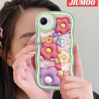 JIUMOO เคสสำหรับ Realme C30 C30s Narzo 50i ไพรม์เคสแฟชั่น3D สีสันสดใสลายคลื่นขอบดอกไม้แบบน้ำเคสขอบซิลิโคนคลุมทั้งหมดเลนส์กล้องถ่ายรูปเคสฝาหลังกรอบกันกระแทก