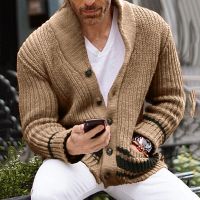 [COD] foreign trade new mens European and thickened cardigan sweater lapel long-sleeved jacket SY0119