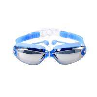 Water Sports Waterproof Anti fog Swimming Glasses Large Frame with Silicone Earplugs Swimming Goggles Eyewear