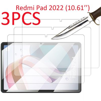 3ชิ้นสำหรับแผ่น Xiaomi Redmi 10.6 2022กระจกเทมเปอร์ปกป้องหน้าจอ3แพ็คแท็บเล็ตป้องกันฟิล์ม